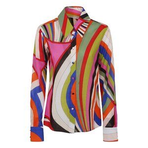 PUCCI Iride print cotton collared button front shirt